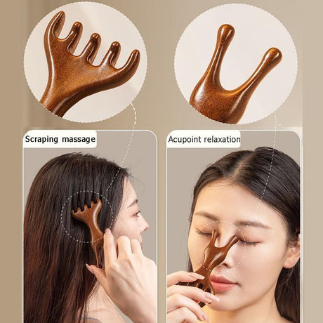 1 piece - Natural wooden nose gua sha massage tools - anti-static - wooden eye and face gua sha tool - manual face massage tool - multifunctional - portable - massage instruments - combs - wooden comb - 5.7*13 cm