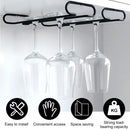 Wine glass holder - Glass hooks for shelf - Iron glass holder for glasses - Wall display holder - Hanging glass holders - Metal hanging glass holder - Display rack - hooks - for bars, wine cabinets, cupboards, kitchens, restaurants - 26*11.5 cm - black