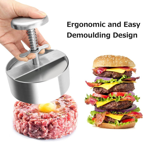 Hamburger Press - Burger Makers - with Scale Markings - 11.5*11.5*14 cm - Burger Press - Adjustable - Stainless Steel Hamburger Patty Maker - Non-Stick Burger Maker - Cookware - for Veggie, Meat, Beef, Pork, Lamb, Cheese, BBQ, Barbecue Grill
