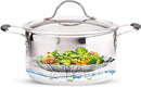 Vegetable steamer - Steamer basket - Stainless steel steamer - Fits all pans - Retractable - Adjustable - Foldable steam liner - With telescopic handle - silver