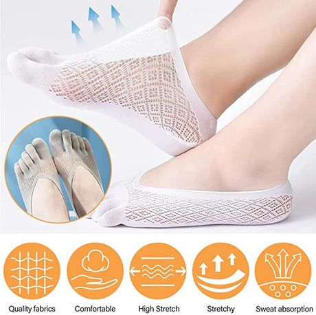 5 pairs of socks to align toe socks - Breathable - Toe socks - For bunions - Women's - Orthopedic compression toe socks for women - Invisible low five-toe socks - Yoga Socks - Comfortable Socks