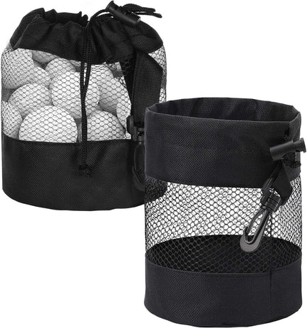 pieces - 14*14*16.5 cm - golf ball storage bag - golf bag - nylon mesh ball bag - with drawstring - golf ball sack - golf storage - mesh bags for golf accessories - black