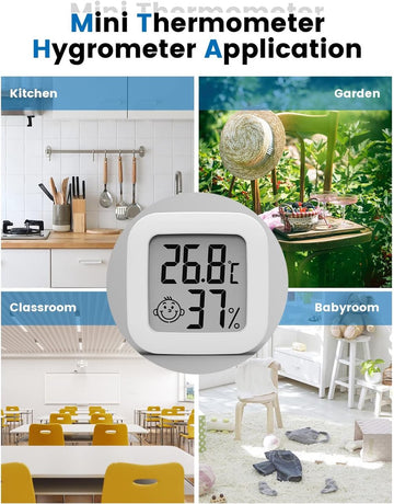 Mini digital indoor thermometer - Weather station - Thermometer - Highly accurate temperature monitor - Indoor thermometer - Hygrometer - Thermo-hygrometer - Comfort level indicator - White