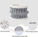 Hat with pompom, scarf and gloves - Three-piece Winter set - knitted fabrics - Warm Baggy Ski Hat - Winter Hat - Neck Warmer - Gloves - Touchscreen Gloves - for Outdoor play, skiing, motorcycling, windproof - for Men, Women - Grey