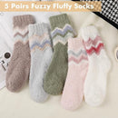 5 Pairs of Socks - women's socks - house socks - Warm Fuzzy Fleece Socks - Warm Winter Sock Set - Thick Socks - Winter Socks - Warm Socks - Sleep Socks - Heated Socks - keep warm - Plush and comfortable - thick plush socks - coral fleece