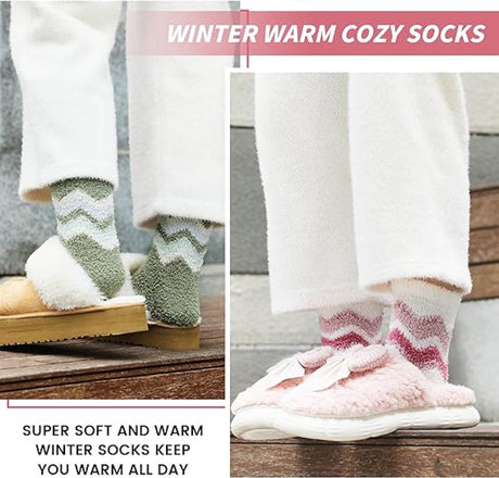 5 Pairs of Socks - women's socks - house socks - Warm Fuzzy Fleece Socks - Warm Winter Sock Set - Thick Socks - Winter Socks - Warm Socks - Sleep Socks - Heated Socks - keep warm - Plush and comfortable - thick plush socks - coral fleece