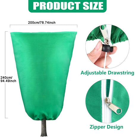 Plant Cover - 1 piece - 240*200cm - Frost Protection Plant Cover - Winter Cover - Potted Plant Bag - Frost Cloth - Plant Frost Cover - Winter Protection Bag for Plants - Winter Plant Covers - with zipper and drawstring - for outdoor plants, potted fruit t