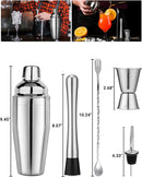 Stainless Steel Cocktail Shaker - 6-piece set - Cocktail set - Cocktail Shaker (750ml) - cocktail accessories - Cocktail set with drink shaker, cocktail strainer, mixing spoon, muddler, wine measure, handy stirrer - bar set - for Cocktail bar