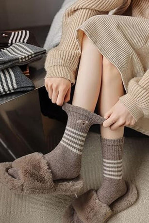 House socks - 5 Pairs - Winter socks - Home socks - House socks for Women and Men - puppy motif - Heated socks - Thick socks - cute soft socks - comfortable, warm and thick socks