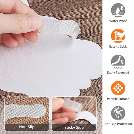 24 pieces - anti-slip stickers - 18*1.3cm - S-shape - anti-slip bath stickers - anti-slip shower stickers - shower stickers - safety strips for baths - for stairs, showers and slippery surfaces - with scraper - transparent