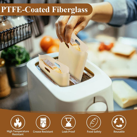 Sandwich Bag - 16 Pieces Sandwich Bags - Reusable Bread Bags - Food Storage Bread Bags - Breakfast Bag - Microwave Safe - Heat-Resistant Non-Stick Coating - For Toaster, Microwave - for Grill Cheese Sandwich Toast Panini Snacks