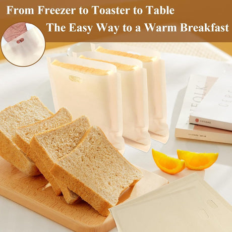 Sandwich Bag - 16 Pieces Sandwich Bags - Reusable Bread Bags - Food Storage Bread Bags - Breakfast Bag - Microwave Safe - Heat-Resistant Non-Stick Coating - For Toaster, Microwave - for Grill Cheese Sandwich Toast Panini Snacks