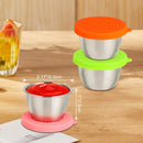 6 pieces - Dressing cups - Food storage containers - 40 ml - Sauce cup - salad dressing containers - food containers - stainless steel container - with silicone lids - leak-proof - reusable - for salads, processed foods - 5.5*5.5*2.5 cm