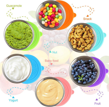 6 pieces - Dressing cups - Food storage containers - 40 ml - Sauce cup - salad dressing containers - food containers - stainless steel container - with silicone lids - leak-proof - reusable - for salads, processed foods - 5.5*5.5*2.5 cm
