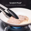 3-piece kitchen tongs set - 7/9/12 inch - Grill tongs - Grill accessories - With hanging loop - Cooking tongs - Heat resistant - Silicone non-stick coating - Stainless steel handles - Ideal for grilling food, salads, frying, and serving - Black