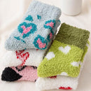 5 pairs - Warm Winter Socks - Plush Socks - House Socks - Non-slip Socks - Fluffy Socks - Fuzzy Slipper Socks - Sleep Socks - Coral Fleece Sleep Socks - Soft Bed Socks for Women - For Cold Nights - Cute Cat and Heart Pattern