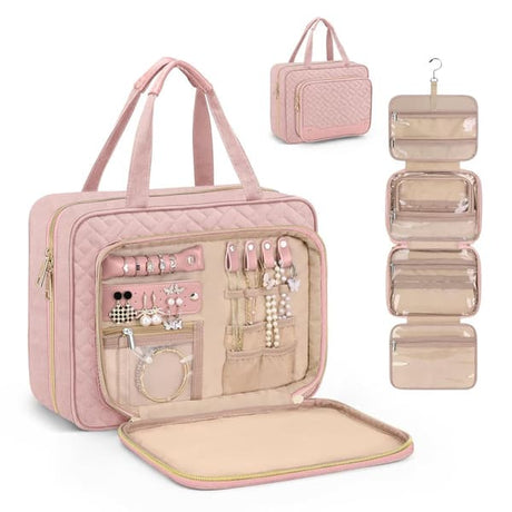 Pink Hanging Travel Toiletry Bag Large Makeup Bag