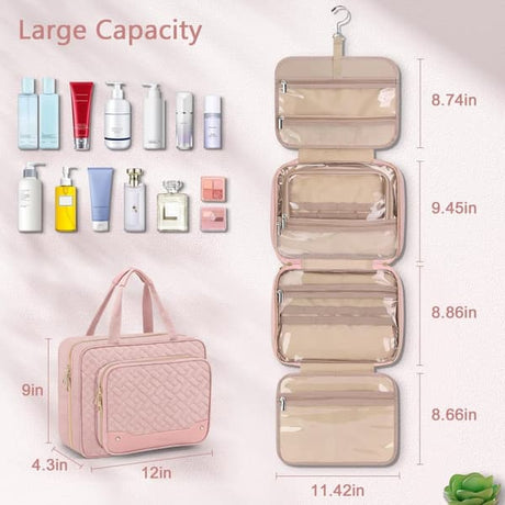 Pink Hanging Travel Toiletry Bag Large Makeup Bag