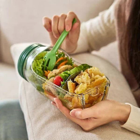 Salad Container with Sauce Dressing Bowl Portable Leak Proof All in One Salad Box
