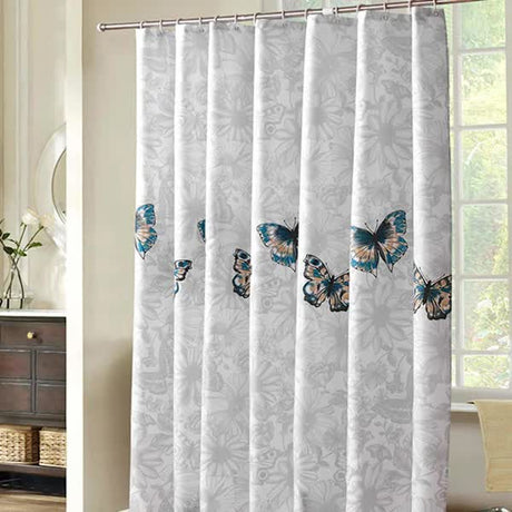 Shower Curtain 220x200cm Bathroom Curtain with Hooks Mildew Resistant