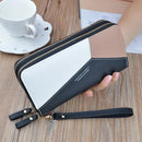 Men's Wallet Black Large Double Zipper Leather Billfold