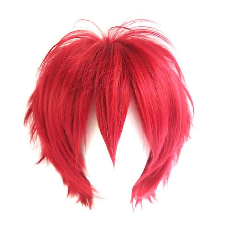 Wig Short Style Adjustable High Temperature Fiber Men's Anime Cosplay Hairpiece for Party Burgundy