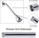 Shower arm extension - Hand shower arm extension pipe - universal shower component - 20cm - silver - Easy installation - Universal connection - Rain shower arm - Stainless steel