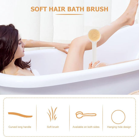 Bath brush - Back brush - Long-handled bath brush - Skin brush - Shower brushes - Bath/shower accessories - shower scrub brushes - white - PP - 37*7.5*2cm