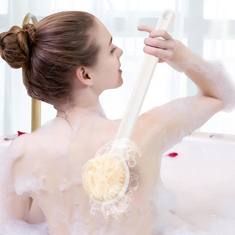 Bath brush - Back brush - Long-handled bath brush - Skin brush - Shower brushes - Bath/shower accessories - shower scrub brushes - white - PP - 37*7.5*2cm