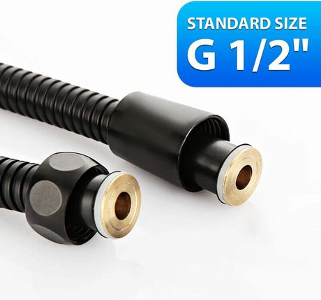 Shower hose - Shower hose - 200 cm - Anti-kink - black - Stainless steel - steel & copper - Bathroom Accessories - Water hose Shower - Home accessories - shower hoses - Flexible - Universal G1/2