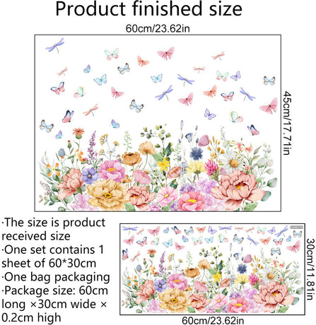 Static window sticker - window sticker - Wall decoration - 30*60cm - flower plant - PVC - C