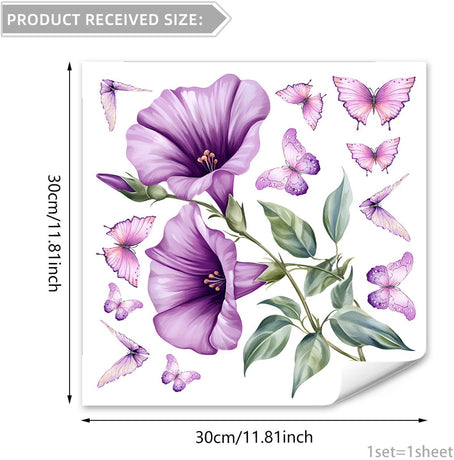Static window sticker - window sticker - Wall decoration - 30*30cm - flower plant - PVC - D