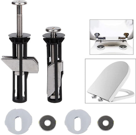 Toilet Seat Hinges - Universal Mounting Kit for Toilet Seats - Toilet Seat Hinge Set