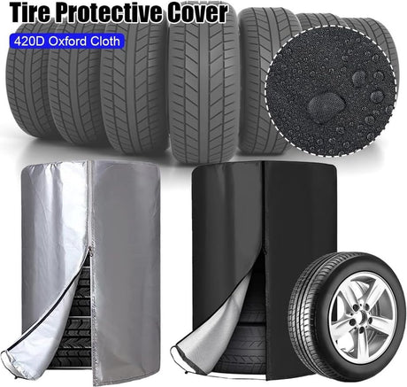 Tire cover - 1 piece - For 4 tires - Tire storage - 420D - 73*110cm - Car tire bag - Cover for car tires - Waterproof - Sun protection - Dustproof - Car tire cover - Winter tire cover - Black