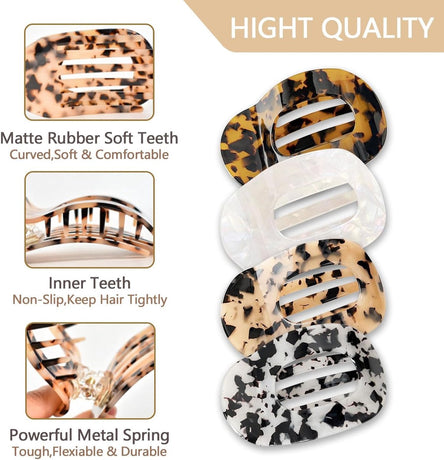 Hair Clips - 4 Pieces - Women - Flat - Hair Accessories - Hair Clip - 4 Colors - Hairpins - Clips - Leopard