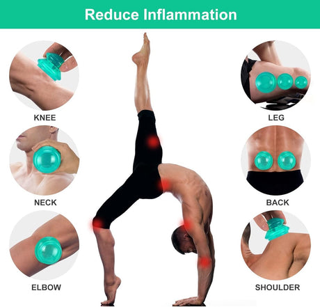4 pieces silicone cups - Cupping cups - Cupping Set - Cellulite Cups - Cupping For Cellulite - vacuum cup - For reducing cellulite anti-aging relieves pain and joints for buttocks, neck, body - Green