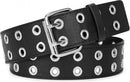 Women's Belt - Waist Belt - Ladies Leather Belts - PU Leather Punk Belt - Dress Accessory - Fashion - 110*3.8cm - Black - Double Grommet Belt with Buckle