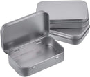 Mini Tin Cans - Pack of 3 - Storage Box - Metal - Hinged Tin Can - With Lid - Rectangular Tin Can - Mini Portable Box - Suitable for Home, Office, Outings and Travel - 95x60x20mm - Silver