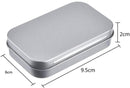 Mini Tin Cans - Pack of 3 - Storage Box - Metal - Hinged Tin Can - With Lid - Rectangular Tin Can - Mini Portable Box - Suitable for Home, Office, Outings and Travel - 95x60x20mm - Silver
