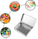 Mini Tin Cans - Pack of 3 - Storage Box - Metal - Hinged Tin Can - With Lid - Rectangular Tin Can - Mini Portable Box - Suitable for Home, Office, Outings and Travel - 95x60x20mm - Silver