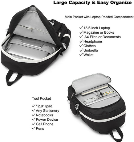 Backpack - School Bag - Backpack - Girl Backpack - School Backpack - School Bag - Laptop Backpack - 30 Liters - BlackA