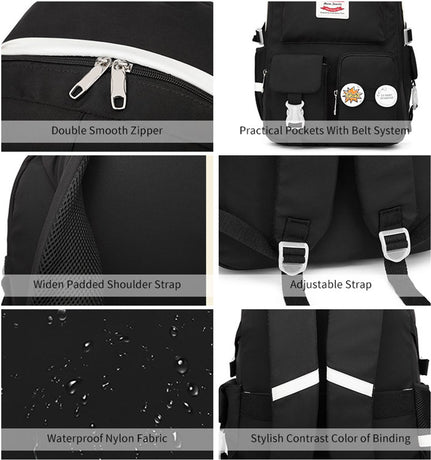 Backpack - School Bag - Backpack - Girl Backpack - School Backpack - School Bag - Laptop Backpack - 30 Liters - BlackA