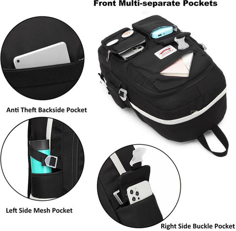 Backpack - School Bag - Backpack - Girl Backpack - School Backpack - School Bag - Laptop Backpack - 30 Liters - BlackA
