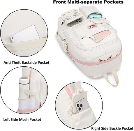 Backpack - School Bag - Backpack - Girl Backpack - School Backpack - School Bag - Laptop Backpack - 30 Liters - WhiteB