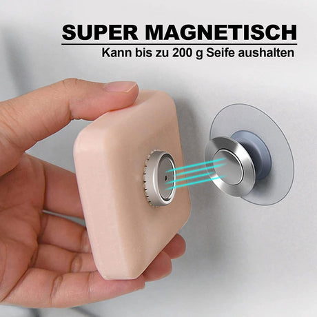 6 pieces magnetic soap holder - Magnetic soap holders with suction cup - Magnetic shower soap holder - Stainless steel wall bracket - No drilling required - Bathroom kitchen toilet - 40X26MM