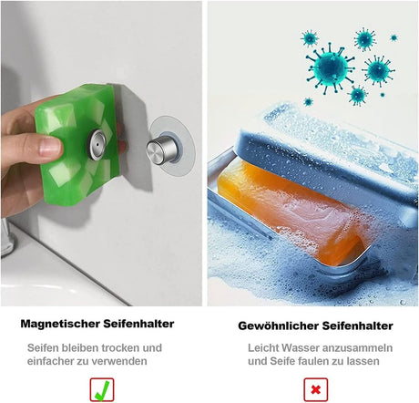 6 pieces magnetic soap holder - Magnetic soap holders with suction cup - Magnetic shower soap holder - Stainless steel wall bracket - No drilling required - Bathroom kitchen toilet - 40X26MM