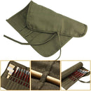 Roll-Up Canvas Brush Case - Brush Holder - Canvas - 22 Slots - Brush Bag - Brush Holder - Pencil Case - Paint Brush Holder - Portable - Roll-Up - Brush Not Included - Suitable for Various Painting Tools - 40.5*33cm - Vegetable