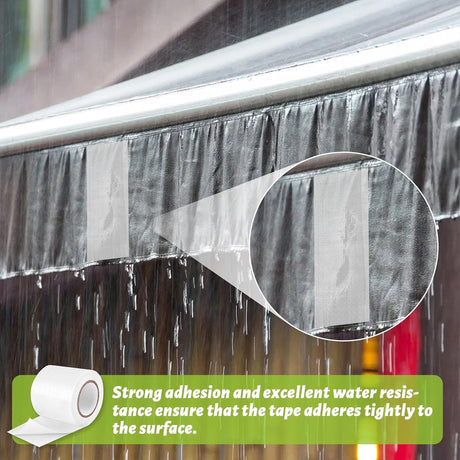 Repair tape - 8cm x 2M - Transparent - Repair cloth - Self-adhesive - for awnings, sails, boat covers and tents - Waterproof - TPU