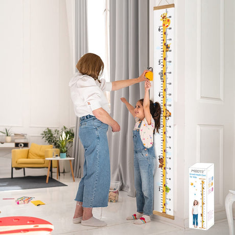 Children's measuring stick - Growth chart for children - Size gauge - 20*200 cm - Wall mounting - Decoration for children's room - Measuring ruler for babies, girls, boys - Giraffe
