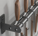 Kitchen hooks - with 5 hooks - hanging rail kitchen rail wall bracket - Kitchen organizer - To hang spatulas, soup spoons or knives - Towel rack - Hanging rack - Hanging hooks - Wall hooks - gun grey - 40cm - stainless steel